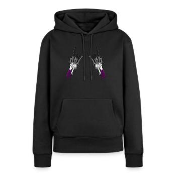 Asexual Pride Ace Flag Devil Horn Skeleton Subtle - Frauen Premium Bio Hoodie - Schwarz - Vorne - Julia (174cm)