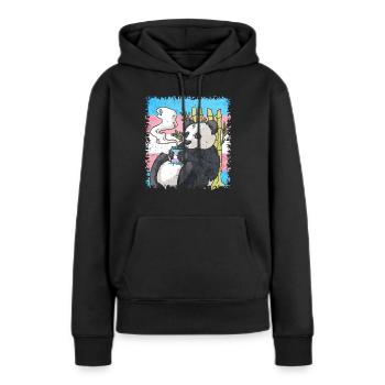 Transgender Pride Trans Flag Panda Coffee Sublte - Sweat à capuche Premium bio Femme - noir - Devant - Julia (174cm)
