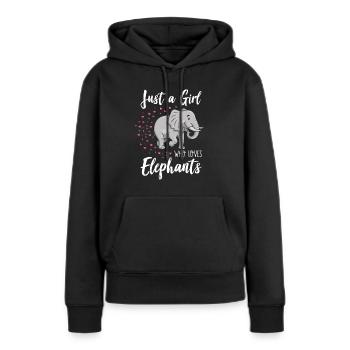 Juste une fille qui aime les éléphants - Sweat à capuche Premium bio Femme - noir - Devant - Julia (174cm)