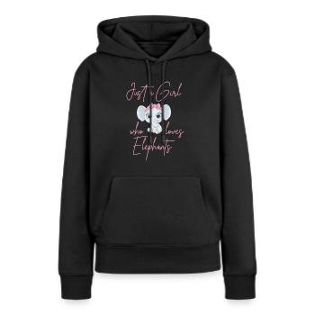 Juste une fille qui aime les éléphants - Sweat à capuche Premium bio Femme - noir - Devant - Julia (174cm)