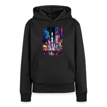New York - Frauen Premium Bio Hoodie - Schwarz - Vorne - Julia (174cm)