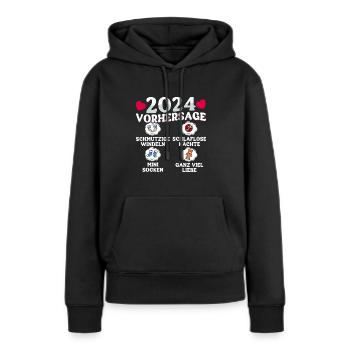 Baby Vorhersage 2024 werdende Mutter 2024 - Frauen Premium Bio Hoodie - Schwarz - Vorne - Julia (174cm)