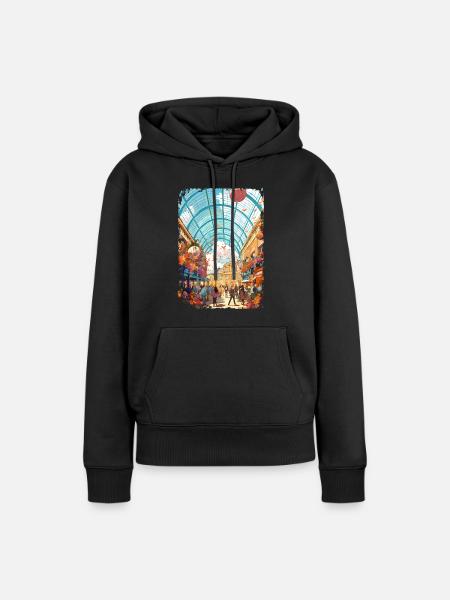 London - Frauen Premium Bio Hoodie - Schwarz