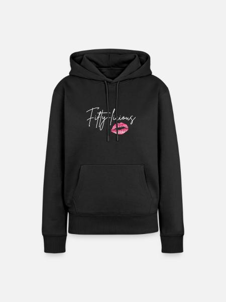 Fifty Licious Funny 50th Birthday Queen 50 Years B - Dame Premium hoodie, økologisk bomuld - sort