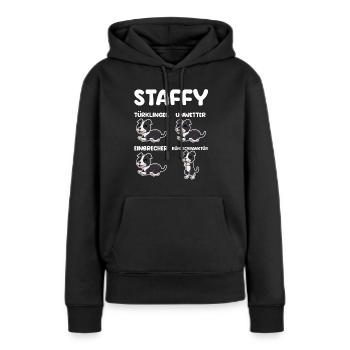 Hund Staffy - Frauen Premium Bio Hoodie - Schwarz - Vorne - Julia (174cm)