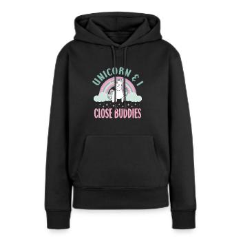 Vintage Rainbow Unicorn & I - Close Buddies Spirit - Women’s Premium Organic Hoodie - black - Front - Julia (174cm)