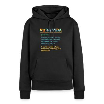 Pura Vida Définition Sagesse Amérique centrale - Sweat à capuche Premium bio Femme - noir - Devant - Julia (174cm)