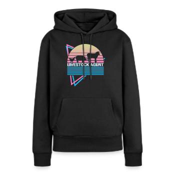 Rétro de l’élevage - Sweat à capuche Premium bio Femme - noir - Devant - Julia (174cm)