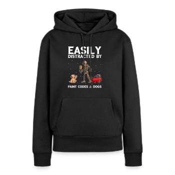 Autolackierer Angebot für Karosseriebauer - Frauen Premium Bio Hoodie - Schwarz - Vorne - Julia (174cm)