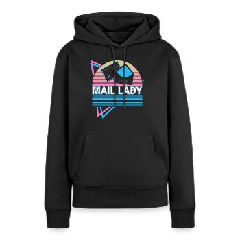 Postdienst Postbote Retro - Frauen Premium Bio Hoodie - Schwarz - Vorne - Julia (174cm)