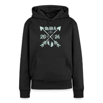 Maman 2024 prédiction bébé des femmes enceintes - Sweat à capuche Premium bio Femme - noir - Devant - Julia (174cm)
