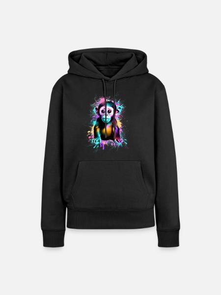 Affe - Frauen Premium Bio Hoodie - Schwarz