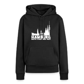 Hamburger Stadt Hamburg - Frauen Premium Bio Hoodie - Schwarz - Vorne - Julia (174cm)
