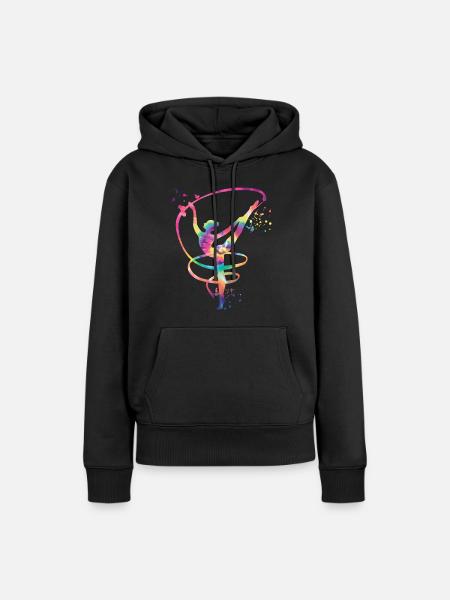Gimnasta con banda Gimnasia rítmica - Sudadera con capucha prémium ecológica para mujer - negro