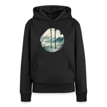 Meer Wellen Brandung Gischt Ufer Küste - Frauen Premium Bio Hoodie - Schwarz - Vorne - Julia (174cm)