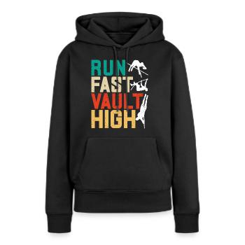 Saut à la perche Saut à la perche - Sweat à capuche Premium bio Femme - noir - Devant - Julia (174cm)