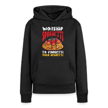 Fliegendes Spaghettimonster FSM Pastafarian - Frauen Premium Bio Hoodie - Schwarz - Vorne - Julia (174cm)