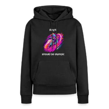 Speedrunning Any% | Design amusant pour les joueurs - Sweat à capuche Premium bio Femme - noir - Devant - Julia (174cm)