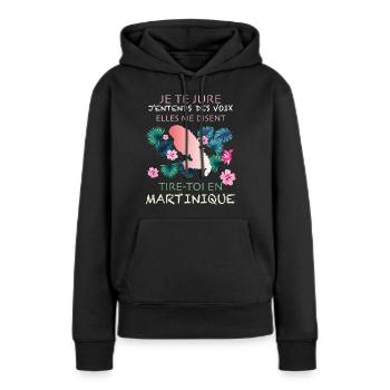 martinique Cadeau drôle pour femme - Sweat à capuche Premium bio Femme - noir - Devant - Julia (174cm)