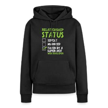 Développeur Web Développeur Web Drôle - Sweat à capuche Premium bio Femme - noir - Devant - Julia (174cm)