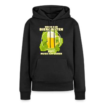 Der Biergarten ruft - Frauen Premium Bio Hoodie - Schwarz - Vorne - Julia (174cm)