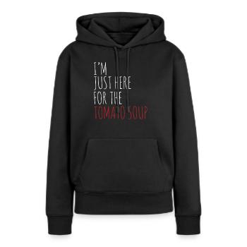 Je ne suis là que pour la soupe aux tomates - Sweat à capuche Premium bio Femme - noir - Devant - Julia (174cm)
