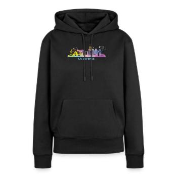 La Défense Skyline Paris - Sweat à capuche Premium bio Femme - noir - Devant - Julia (174cm)