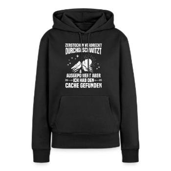 Geocacher Ich hab den Cache gefunden Geocache - Frauen Premium Bio Hoodie - Schwarz - Vorne - Julia (174cm)