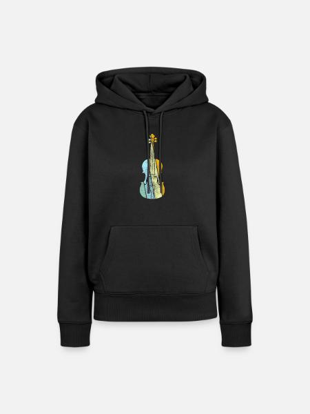 Geige Retro - Frauen Premium Bio Hoodie - Schwarz