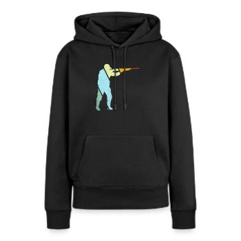 Hunter Rétro - Sweat à capuche Premium bio Femme - noir - Devant - Julia (174cm)