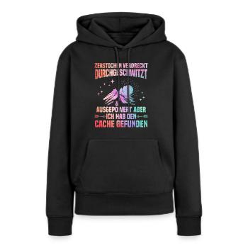 Geocacher Ich hab den Cache gefunden Geocache - Frauen Premium Bio Hoodie - Schwarz - Vorne - Julia (174cm)
