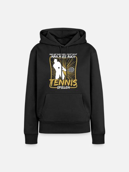 Tennis Tennisspieler Tennisspiel - Frauen Premium Bio Hoodie - Schwarz