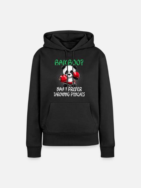 Panda Boxer Boxender Pandabär - Frauen Premium Bio Hoodie - Schwarz