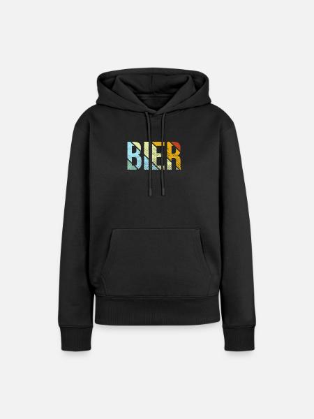 Bier retro - Frauen Premium Bio Hoodie - Schwarz