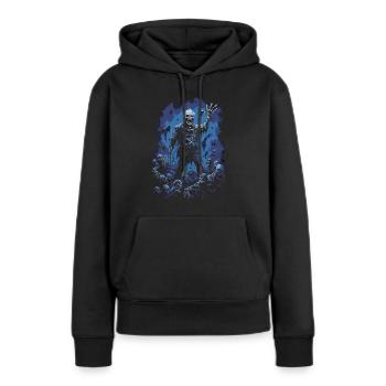 Zombie d’Halloween devant une horde de morts-vivants - Sweat à capuche Premium bio Femme - noir - Devant - Julia (174cm)