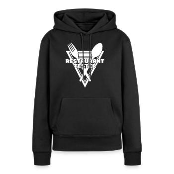 Testeur de restaurant Couteau de chef de restaurant - Sweat à capuche Premium bio Femme - noir - Devant - Julia (174cm)