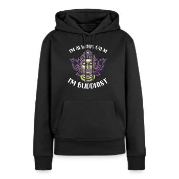Bouddhisme Bouddha - Sweat à capuche Premium bio Femme - noir - Devant - Julia (174cm)