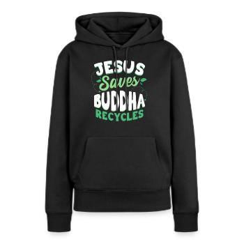 Bouddhisme bouddhiste - Sweat à capuche Premium bio Femme - noir - Devant - Julia (174cm)