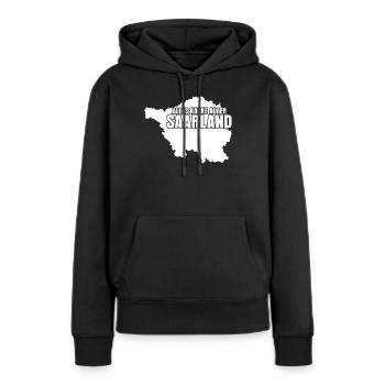 Saarland Witz Saarländer - Frauen Premium Bio Hoodie - Schwarz - Vorne - Julia (174cm)
