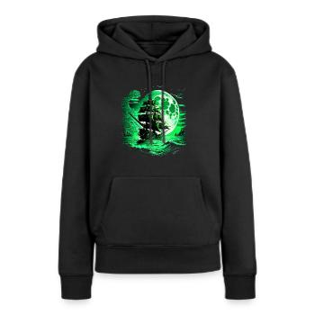 Historisches Segelschiff bei Vollmond. - Frauen Premium Bio Hoodie - Schwarz - Vorne - Julia (174cm)