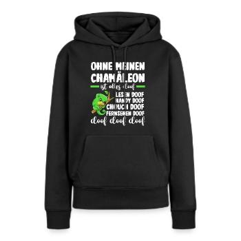 Ohne meinen Chamäleon ist alles doof - Frauen Premium Bio Hoodie - Schwarz - Vorne - Julia (174cm)