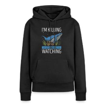 Orca Beobachtung für Buckelwale und Meerwale - Frauen Premium Bio Hoodie - Schwarz - Vorne - Julia (174cm)