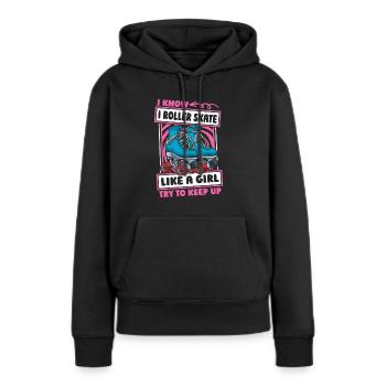 Roller Roller Roller - Sweat à capuche Premium bio Femme - noir - Devant - Julia (174cm)