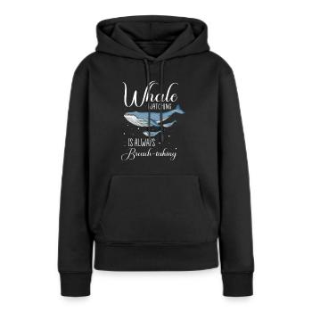 Orca Beobachtung für Buckelwale und Meerwale - Frauen Premium Bio Hoodie - Schwarz - Vorne - Julia (174cm)