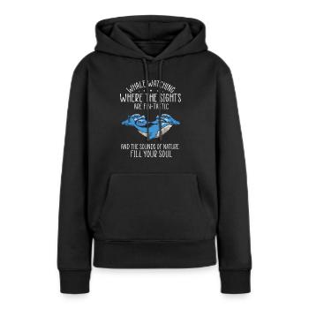 Orca Beobachtung für Buckelwale und Meerwale - Frauen Premium Bio Hoodie - Schwarz - Vorne - Julia (174cm)