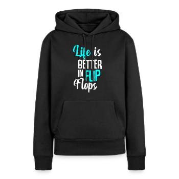 La vie est meilleure à Flip Flops Vacances d’été Vacati - Sweat à capuche Premium bio Femme - noir - Devant - Julia (174cm)