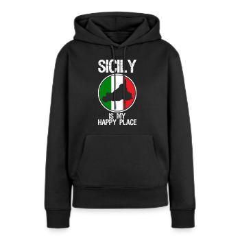 Sicile Italie Drapeau Sicile - Sweat à capuche Premium bio Femme - noir - Devant - Julia (174cm)