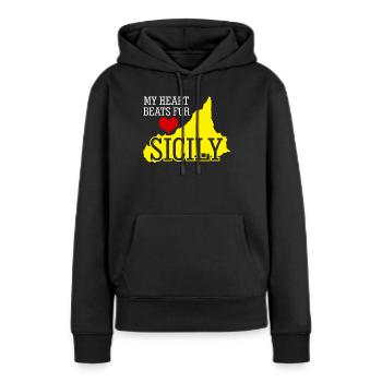 Tourisme en Sicile - Sweat à capuche Premium bio Femme - noir - Devant - Julia (174cm)