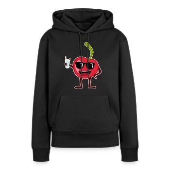 Fête des cerises Cerise - Sweat à capuche Premium bio Femme - noir - Devant - Julia (174cm)