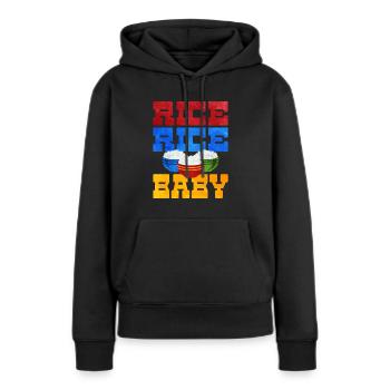 Riz - Sweat à capuche Premium bio Femme - noir - Devant - Julia (174cm)